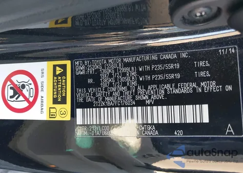 2015 Lexus Rx 350 from USA, damaged, VIN 2T2ZK1BA7FC176034